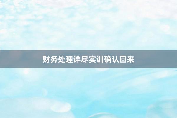 财务处理详尽实训确认回来